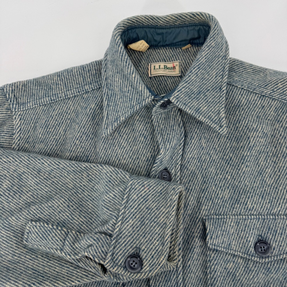 LL Bean Vintage 100% Wool Shirt Jacket Mens Large Long Heavy Made in USA Rare